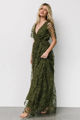 Marseille Embossed Maxi Dress | Olive