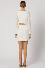 Reyna Tie Short Dress - White