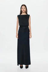 Misha Rocky Satin Dress - Black
