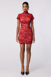 Nookie Alessia High Neck Mini Dress - Red