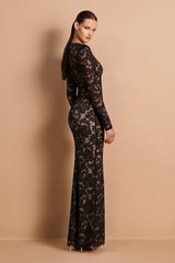 Nookie Delphine LS Lace Gown - Black