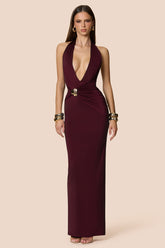 Nookie Portia Halter Maxi Dress - Wine