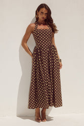 Sammi Midi Dress - Choc/Lemon Polka