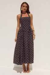 Sammi Midi Dress - Black/White Polka