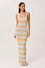 Malina Shimmer Maxi Dress - Blue Stripe