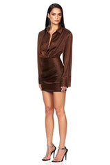 Nookie Mischief Shirt Dress - Chocolate
