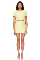 Nookie Tarsha Tweed Mini Skirt - Lemon