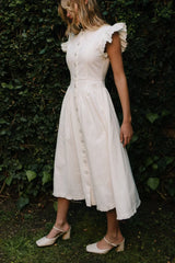 Nelly Dress in White Denim