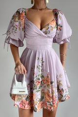Rhiannon Dress - Purple Print