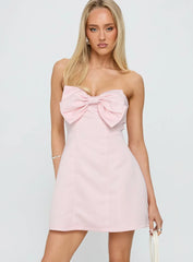 Genevie Strapless Bow Bust Mini Dress Light Pink
