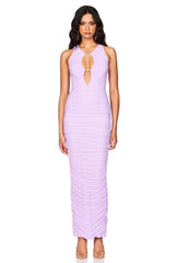 Nookie Crystal Halter Maxi Dress - Lilac
