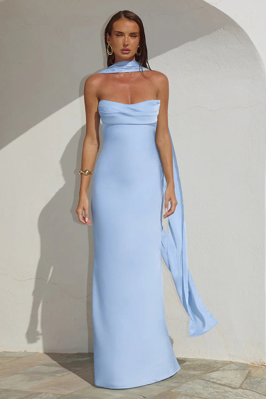 Madeleine Strapless Maxi Dress - Sky Blue